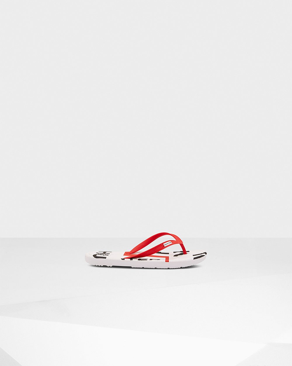 Hunter Original Exploded Logo Flip Flops - Online Sale Womens Red - IQOUJR634